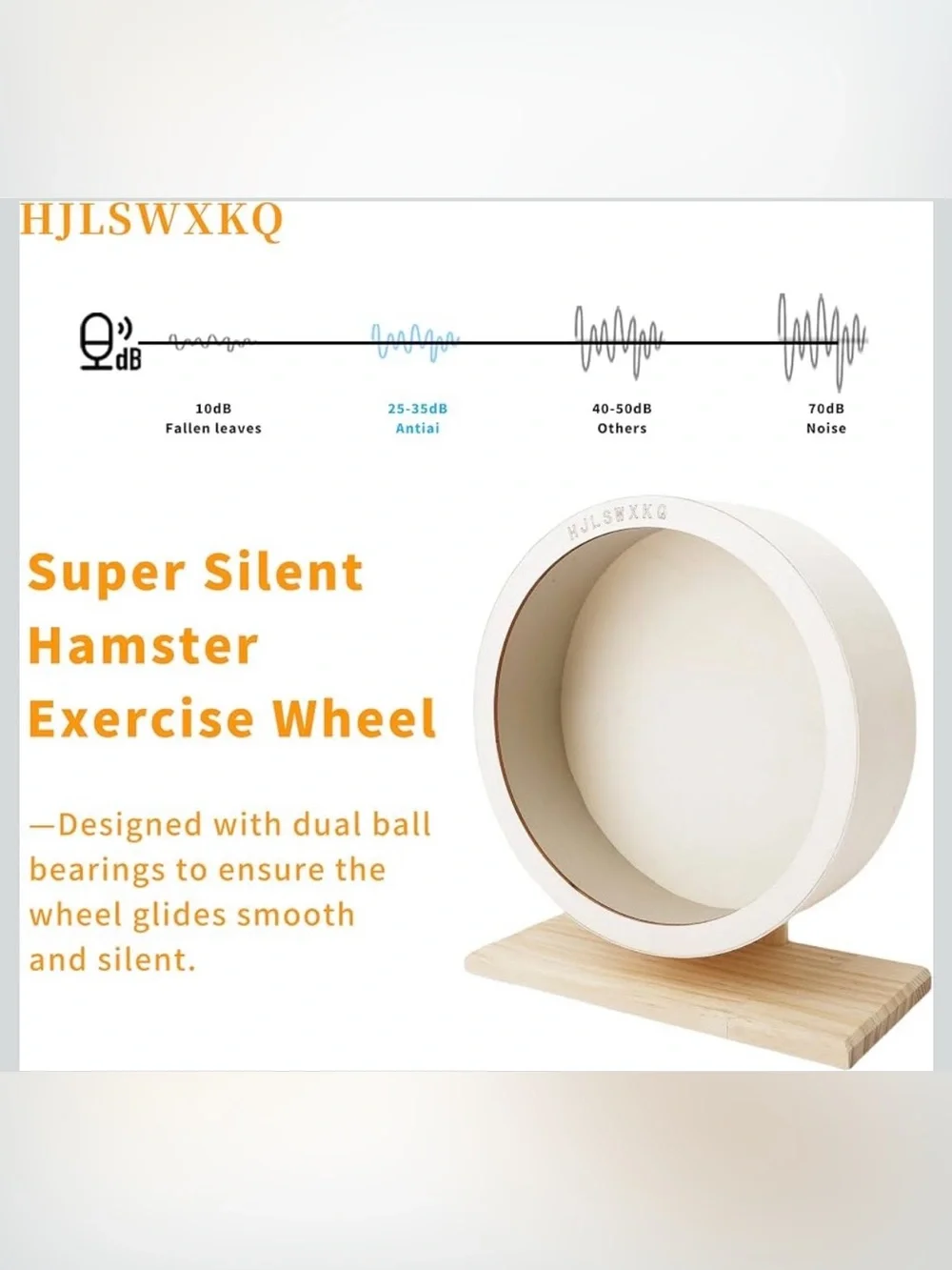 11.42 inch Silent Wooden Hamster Wheel with Removable Track Waterproof Anti-Slip